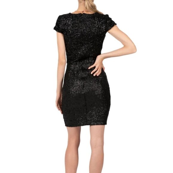 Aidan Mattox Sequin mini dress plunging illusion neck short dress Size 10 - Picture 4 of 16